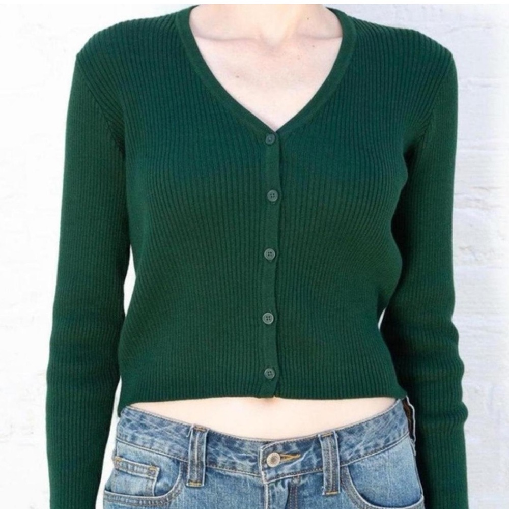 Brandy Melville Green Ribbed Sweater